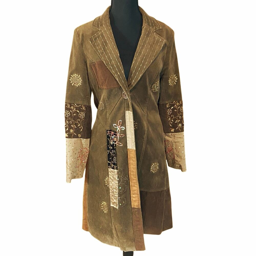 Runway 101 Patchwork Embroidered Boho Duster Coat… - image 2